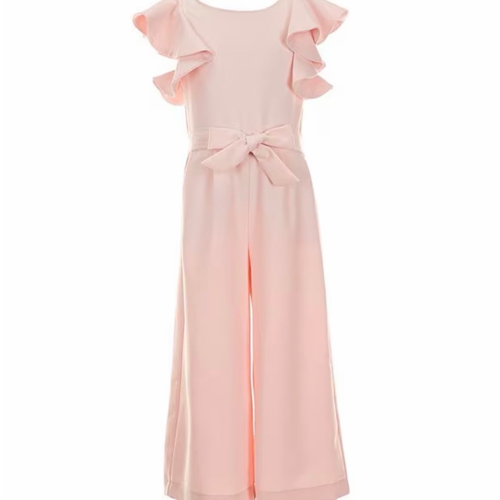 GB Tie Front Tiered Ruffle Sleeve Pink Jumpsuit 4T